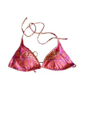 SHEIN Pink & Gold Patterned Triangle Bikini Top Size M